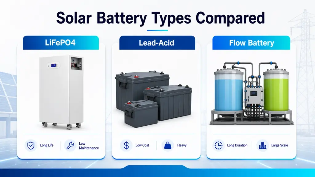 main types of batteries used in solar systems