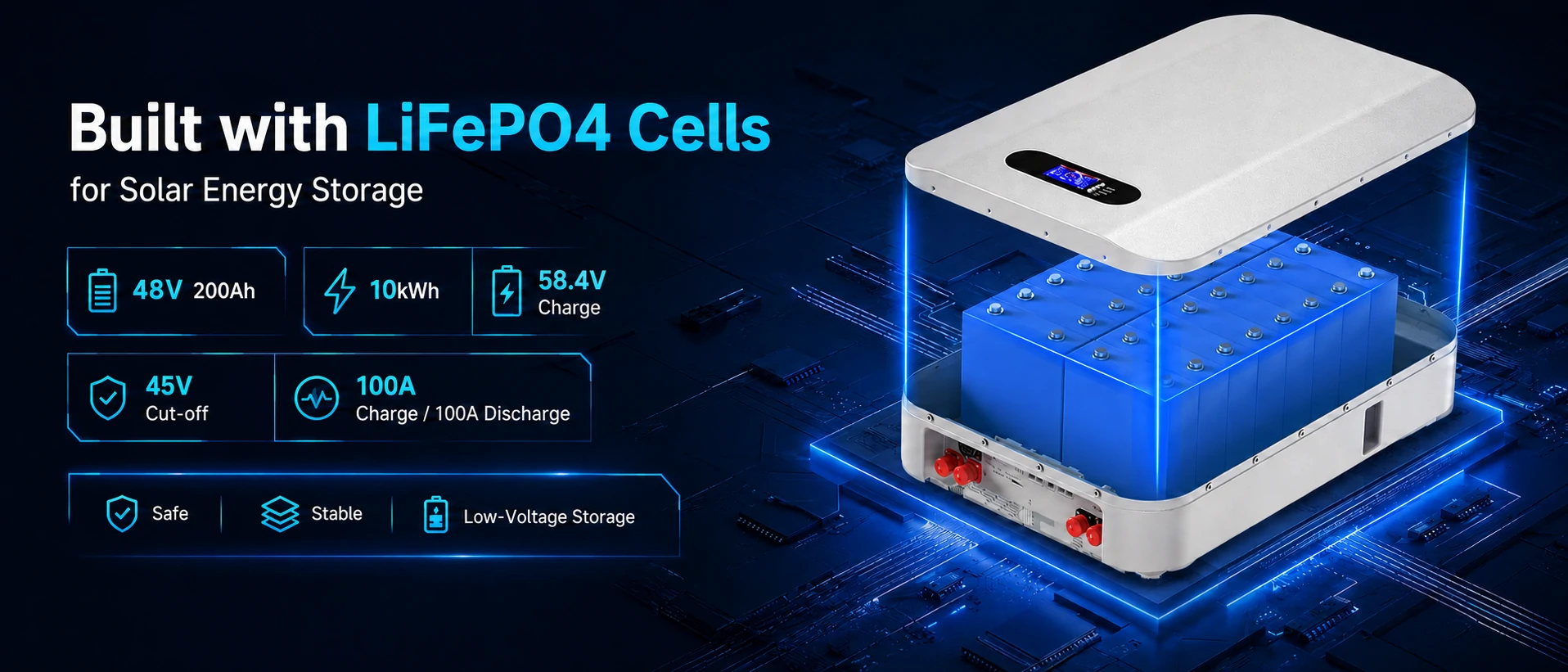 Powerwall 10kWh-Batterie, eingebaut mit lifepo4 Zellen
