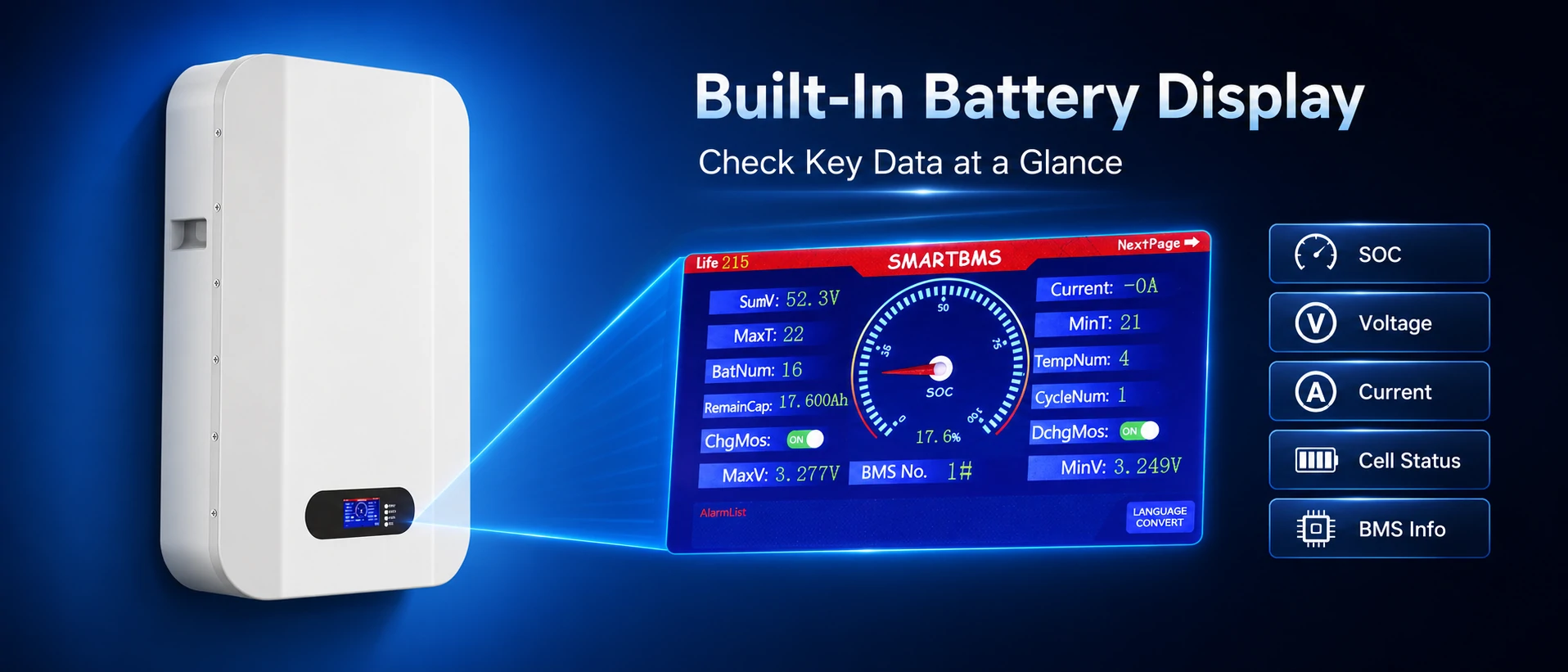 Powerwall 10-kWh-Batterie, übersichtliche Batterieanzeige