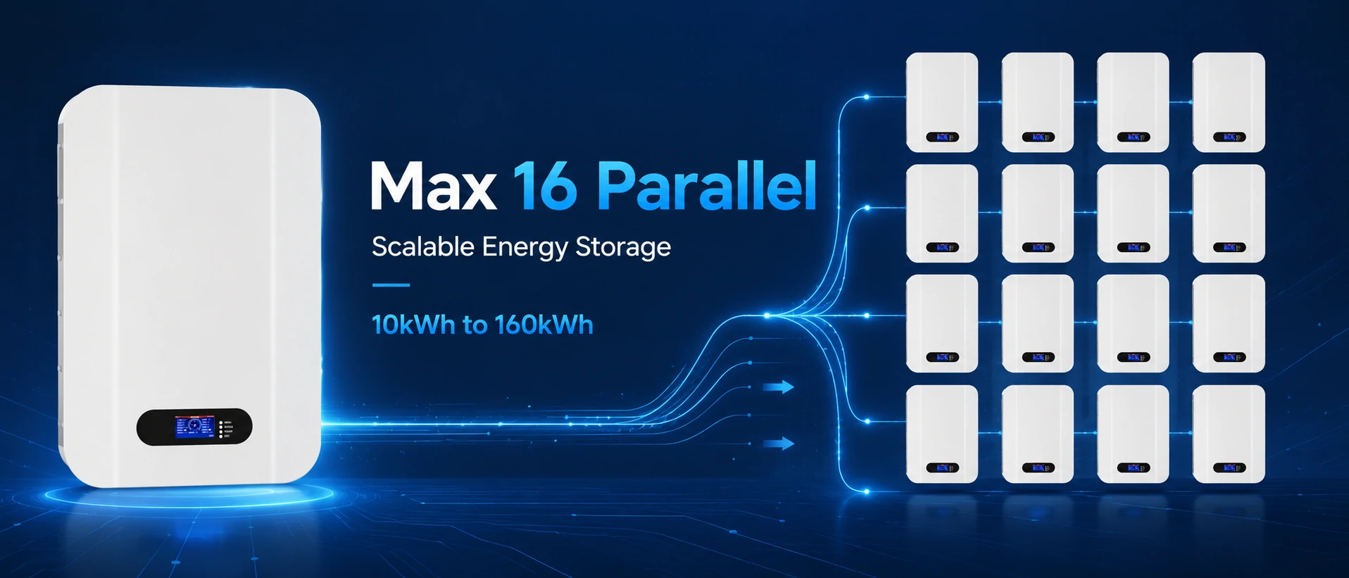 Powerwall-Batterie mit 10 kWh, maximal 16 Einheiten parallel schaltbar