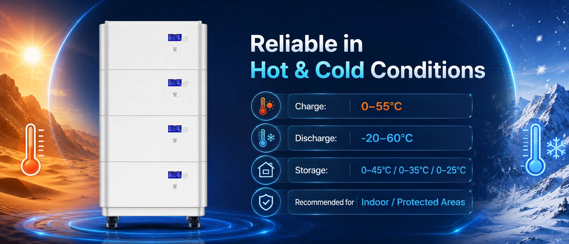 stackable battery storage stable operation