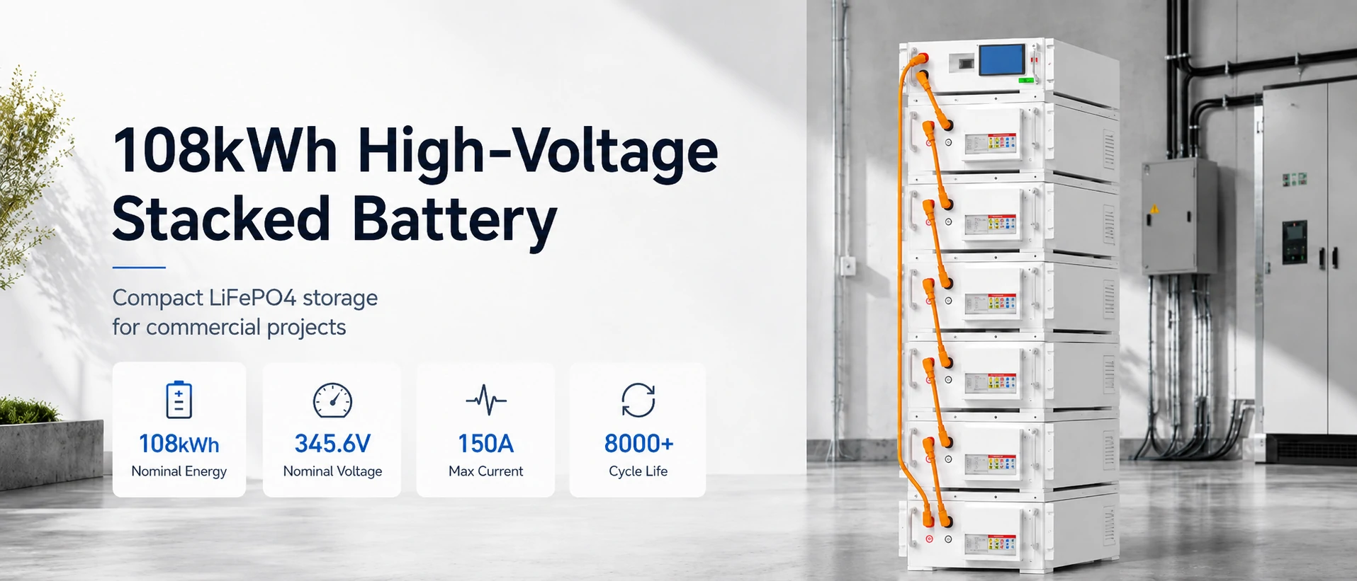 108kwh high-voltage stacked battery system