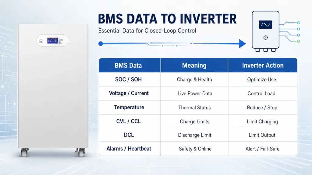 what data should the bms send to the inverter