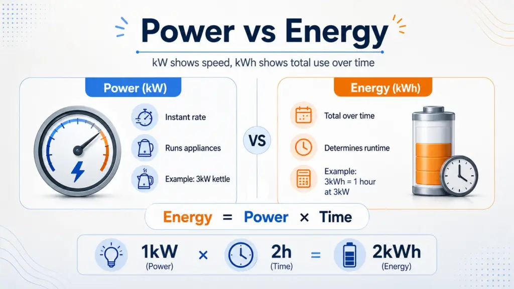what is the difference between power rating and energy capacity