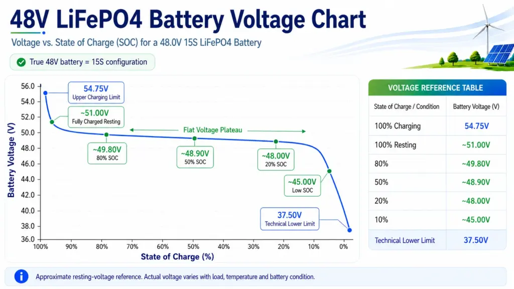 48v lifepo4 battery voltage chart