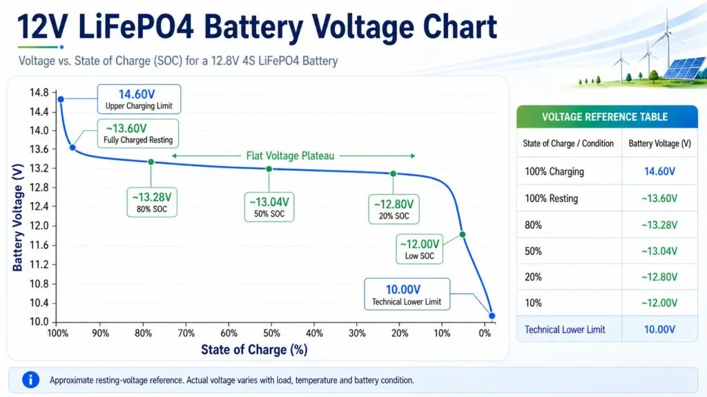 12v lifepo4 battery voltage chart