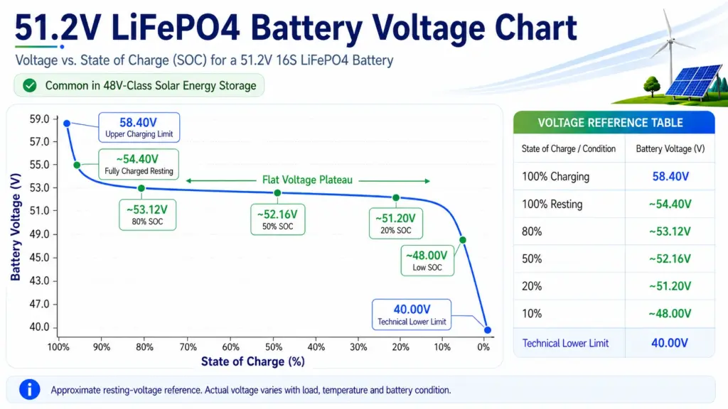 51.2v lifepo4 battery voltage chart