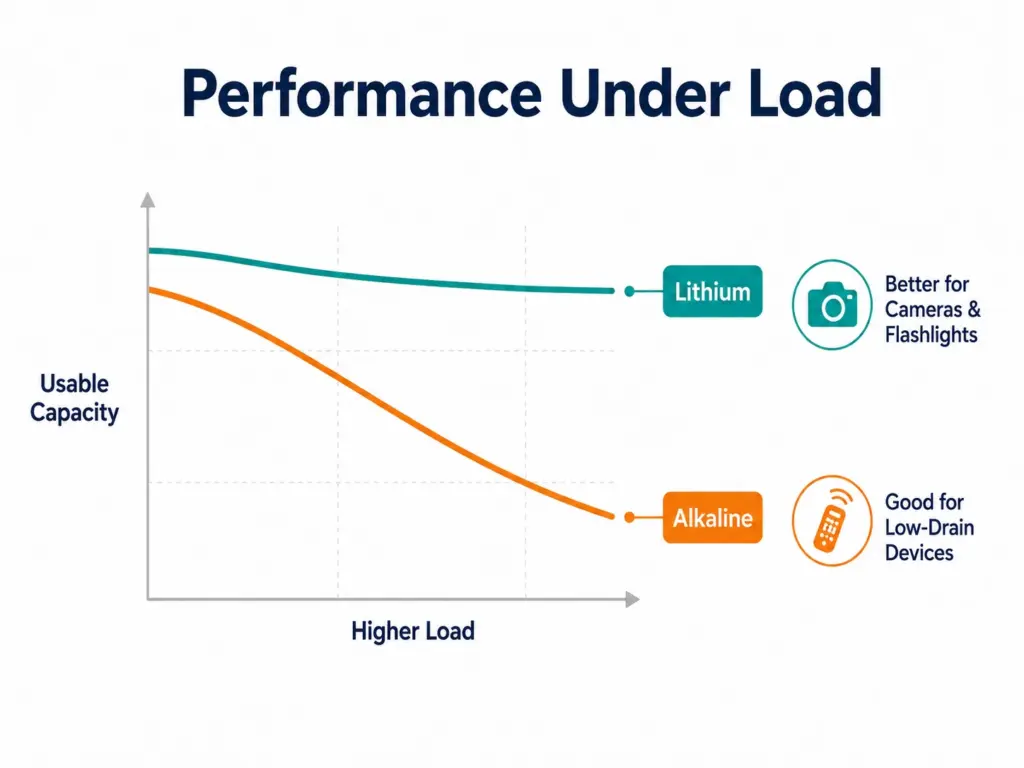 lithium vs alkaline batteries performance under load