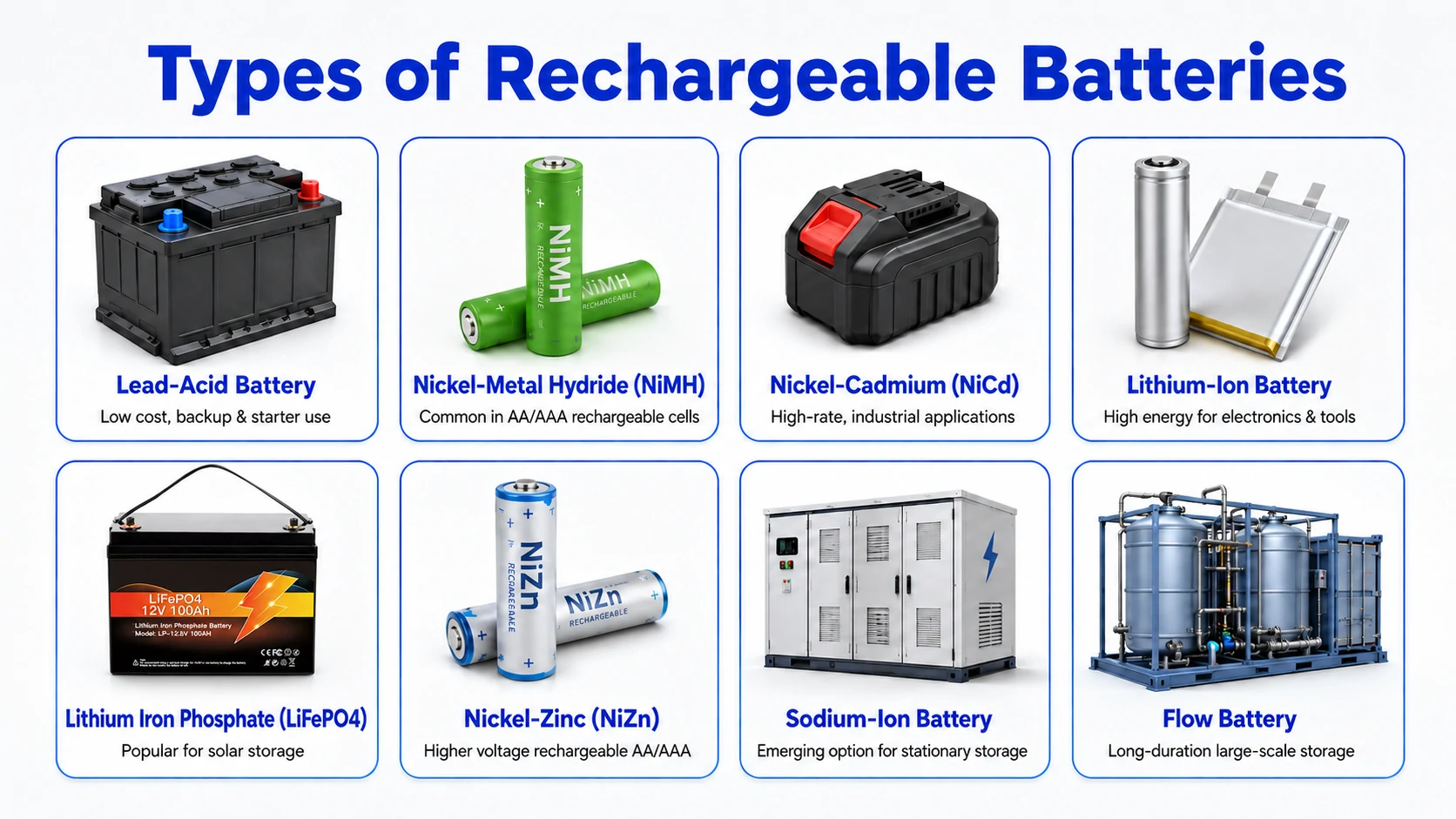 types of rechargeable batteries