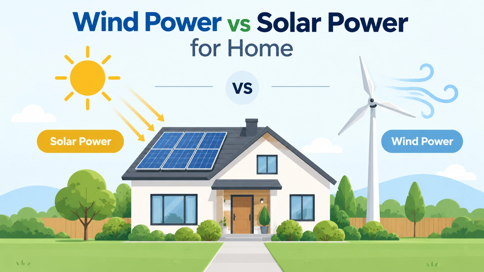 Comparación entre energía eólica y energía solar para el hogar.